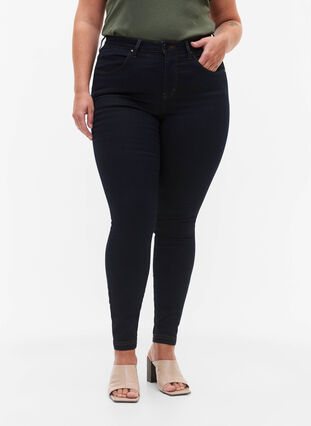 Super slim Amy jeans met hoge taille, Tobacco Un, Model image number 2