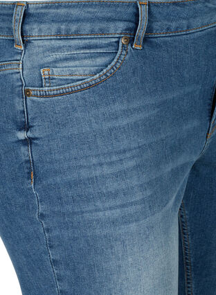 Short en jean taille haute avec bords bruts, Dark blue denim, Packshot image number 2