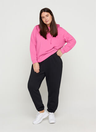 Sweatshirt met capuchon en geribbelde randen, Phlox Pink, Model image number 3