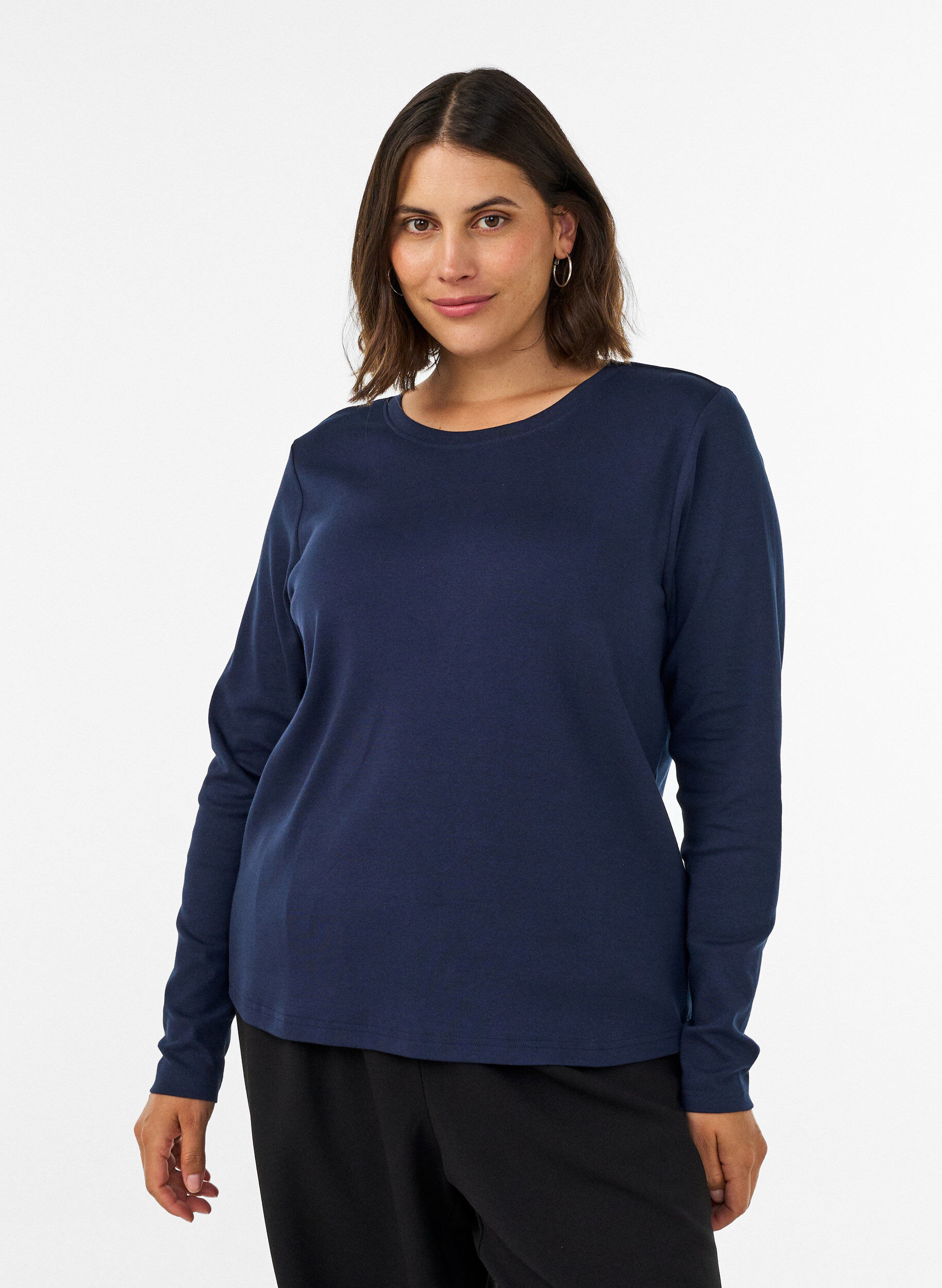 ZizziT-shirt basique &agrave; manches longues et col rond, Bleu, Model image number 0