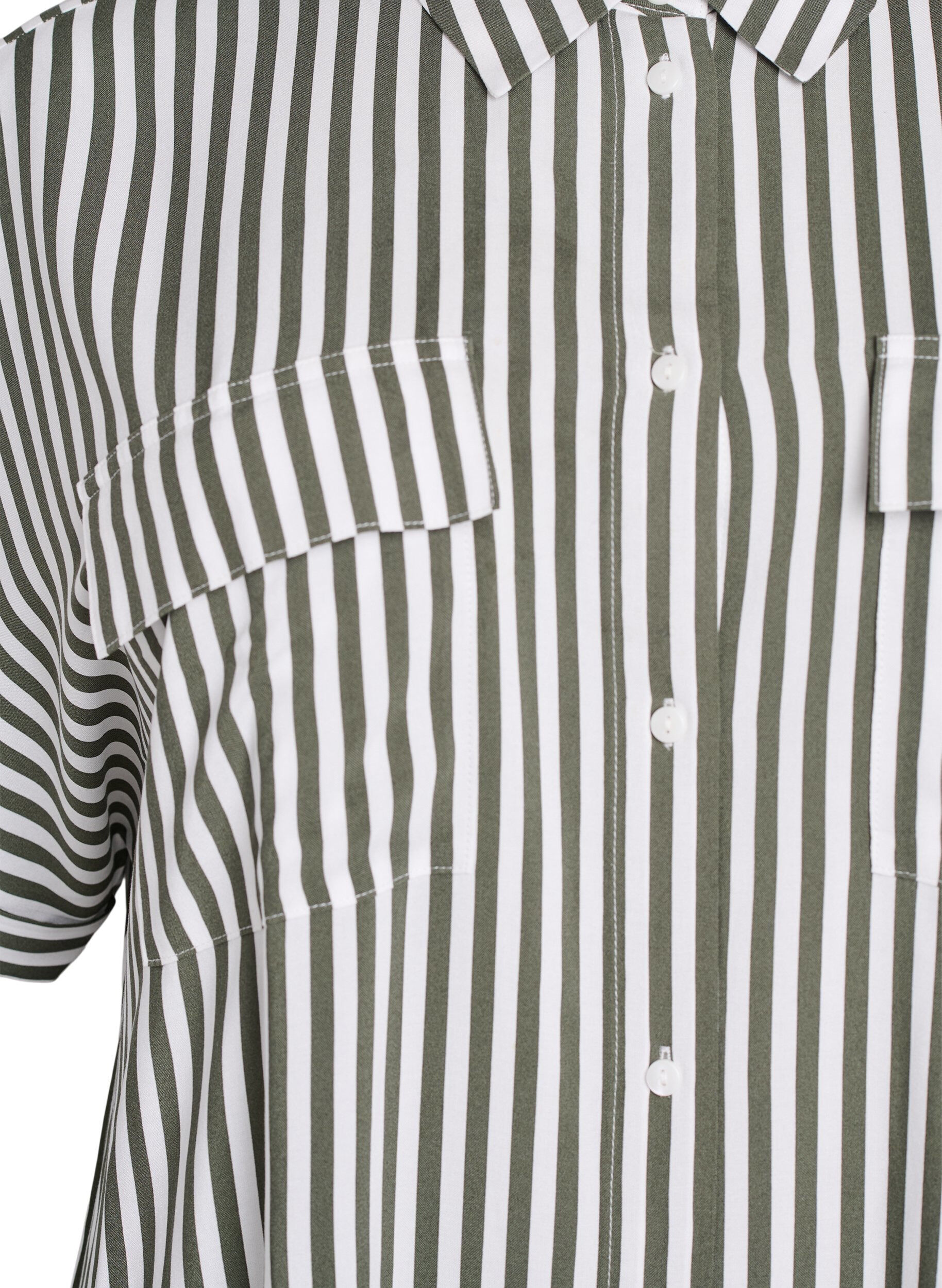 ZizziFLASH - Lange overhemdjurk met korte mouwen, Groen, Packshot image number 2