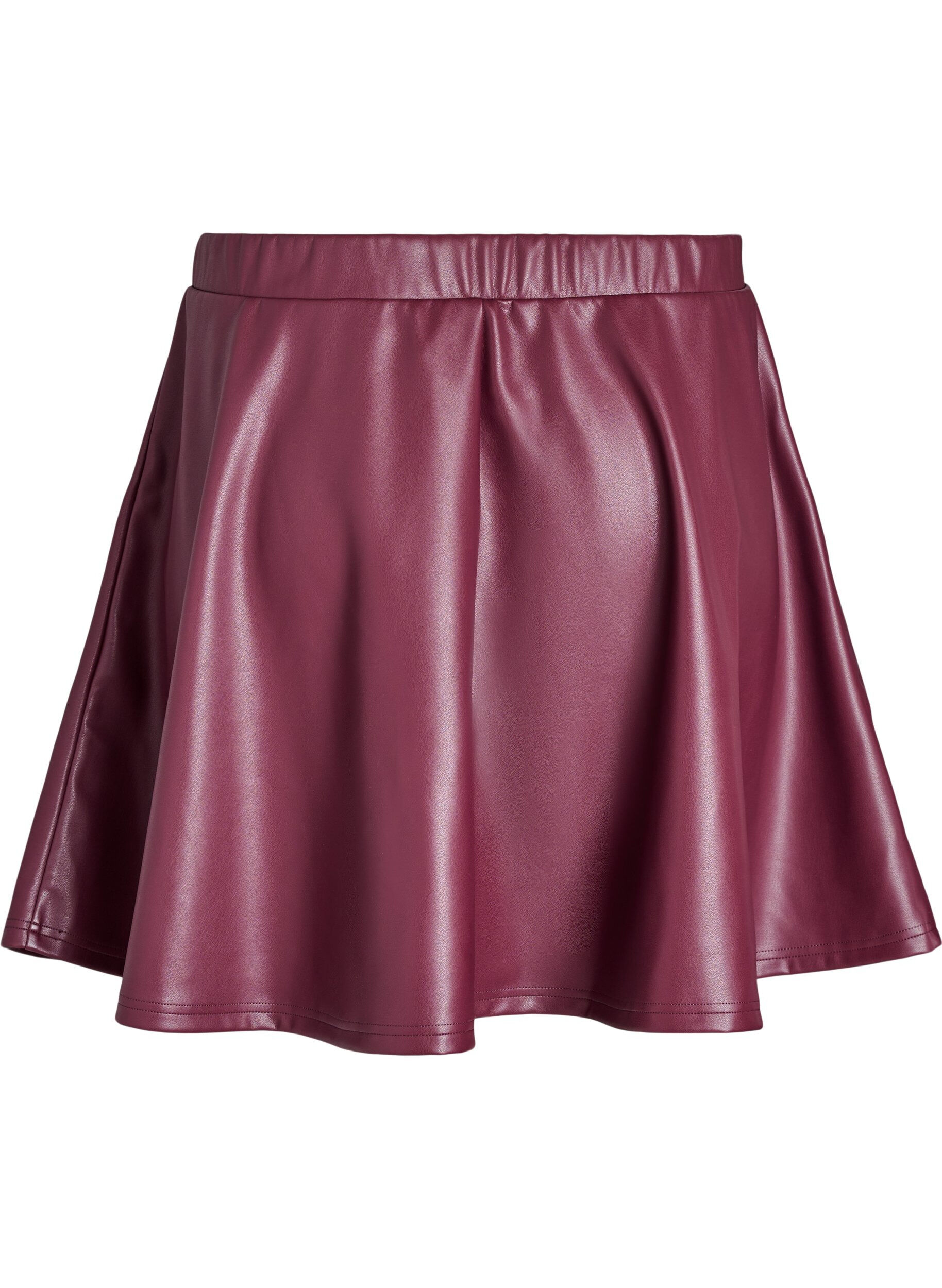 ZizziKorte skaterskirt in imitatieleer, Donker Bordeaux, Packshot image number 1