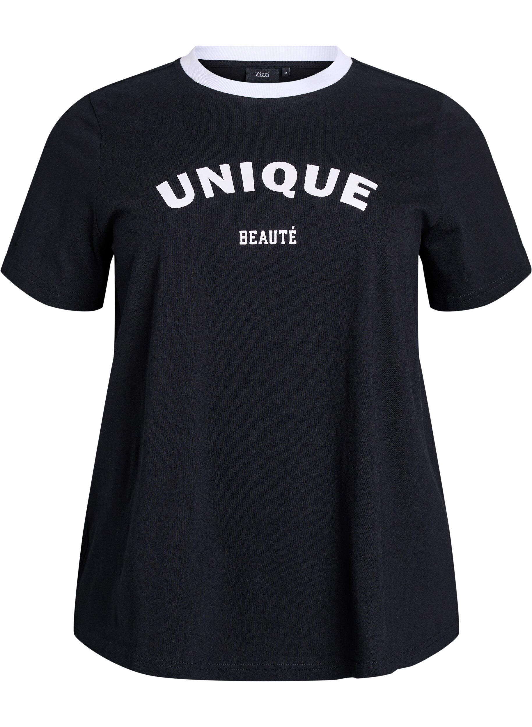 T-shirt met tekst en contrasterende rand