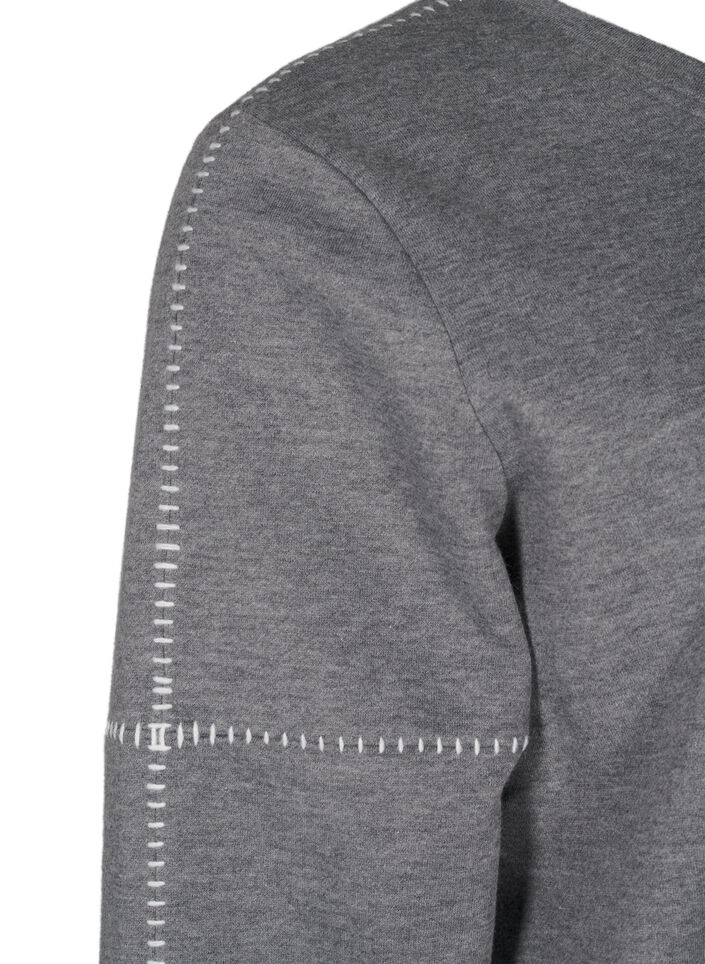 Sweatshirt met contrasterende stiksels, Medium Grey Mél, Packshot image number 3
