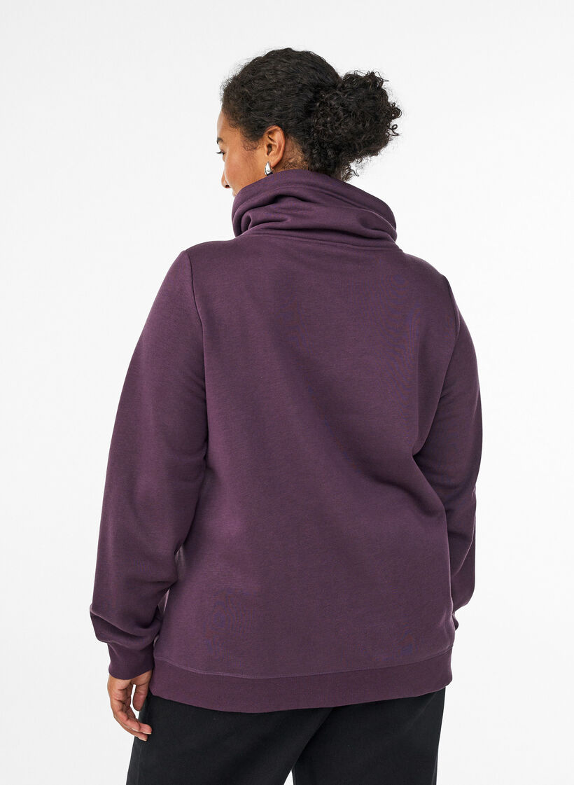 FLASH - Sweatshirt met hoge kraag en zakken, Paars, Model image number 2