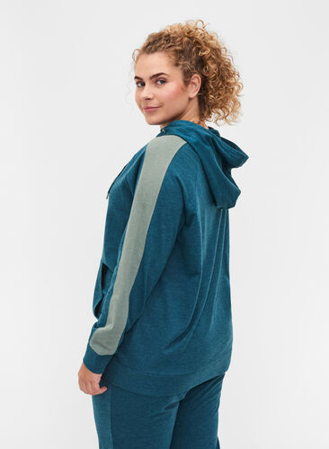 Sweatshirt met rits en capuchon, Deep Teal, Model image number 1
