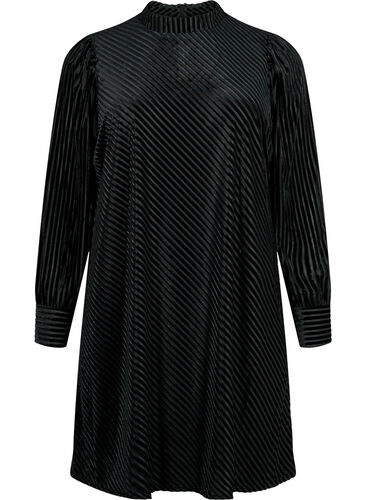 Robe texturée en velours, Black, Packshot image number 0