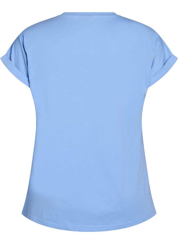 T-shirt &agrave; manches courtes en m&eacute;lange de coton, Bleu Clair, Packshot image number 1