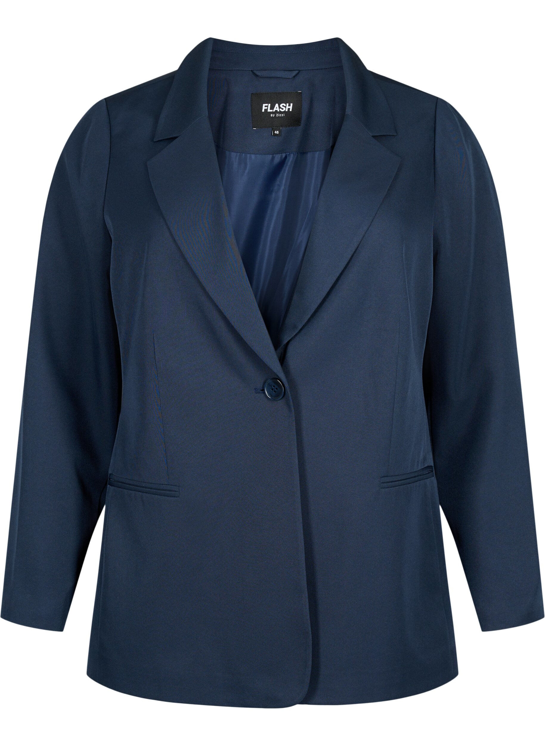 Zizzi FLASH - Blazer simple avec bouton, Bleu, Packshot image number 0