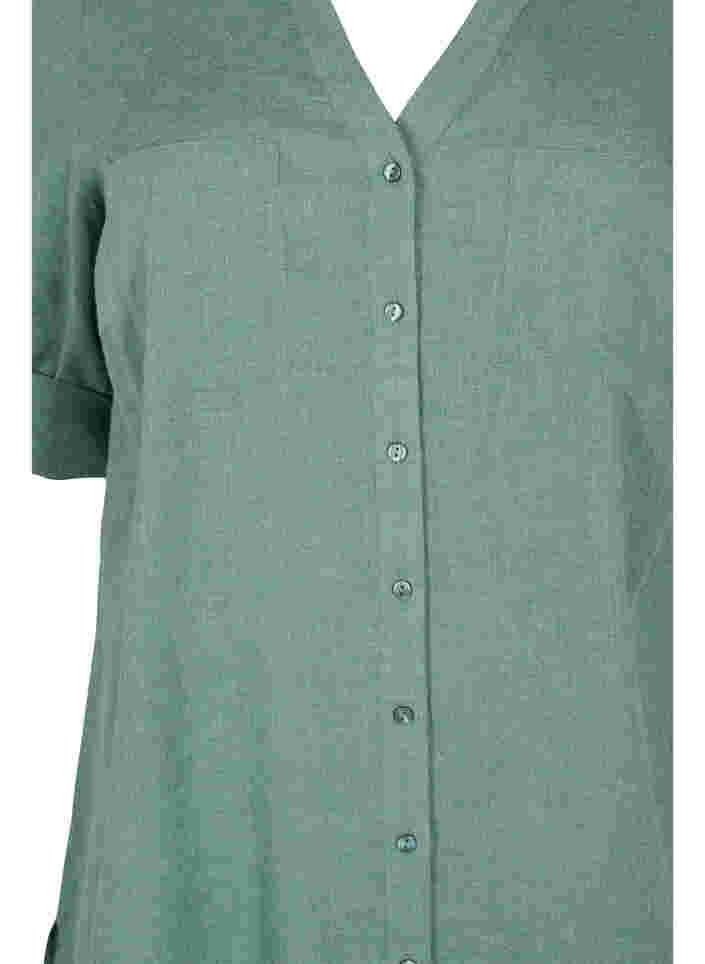 Lange blouse met 3/4 mouwen en v-hals, Balsam Green, Packshot image number 2
