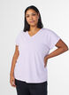 Losvallend trainings-T-shirt met V-hals, Paars, Model image number 0