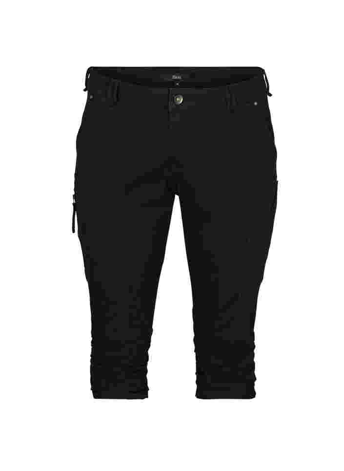 Slim fit capri jeans met zakken, Black, Packshot image number 0