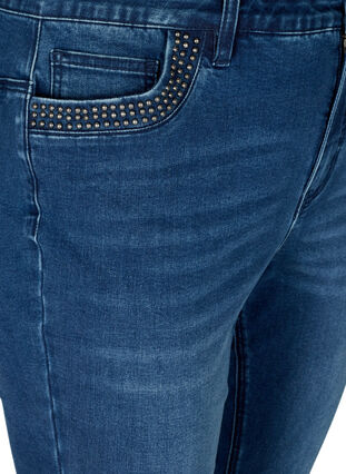 Nille jeans met hoge taille en klinknagels, Medium Blue denim, Packshot image number 2