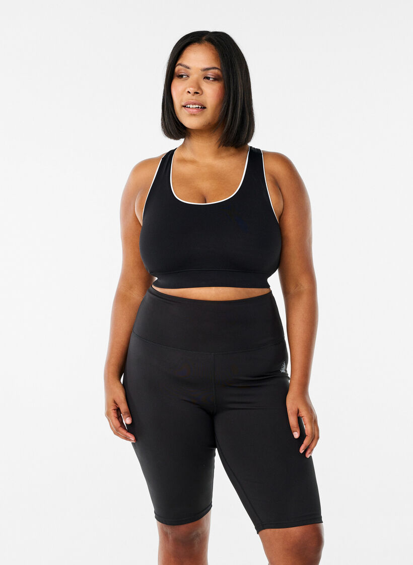 Lange strakke sport shorts, Zwart, Model