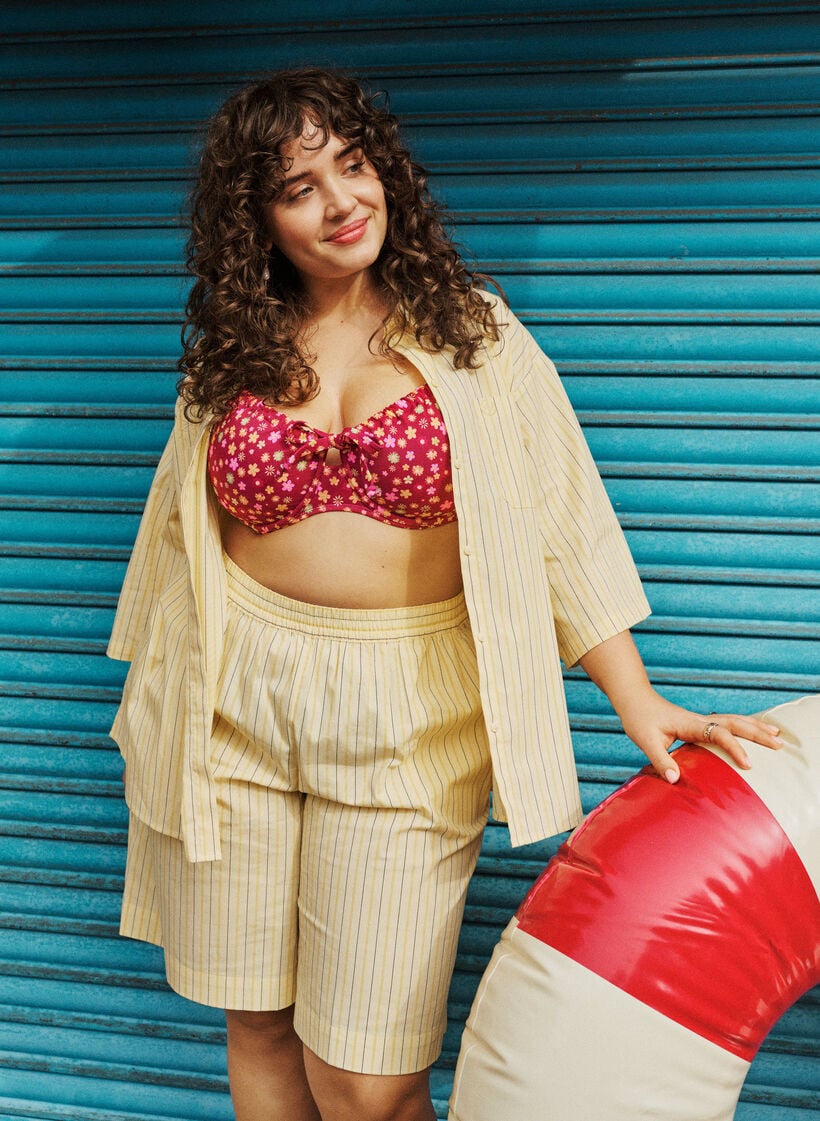 Gestreepte blouse in een los pasvorm, Geel, Image image number 0