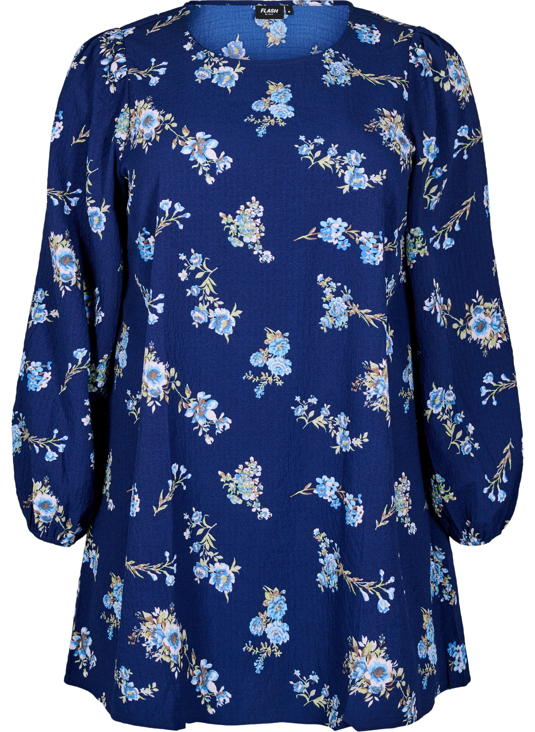 ZizziFLASH - Tuniek met lange mouwen en een ronde hals, Blauw, Packshot image number 0