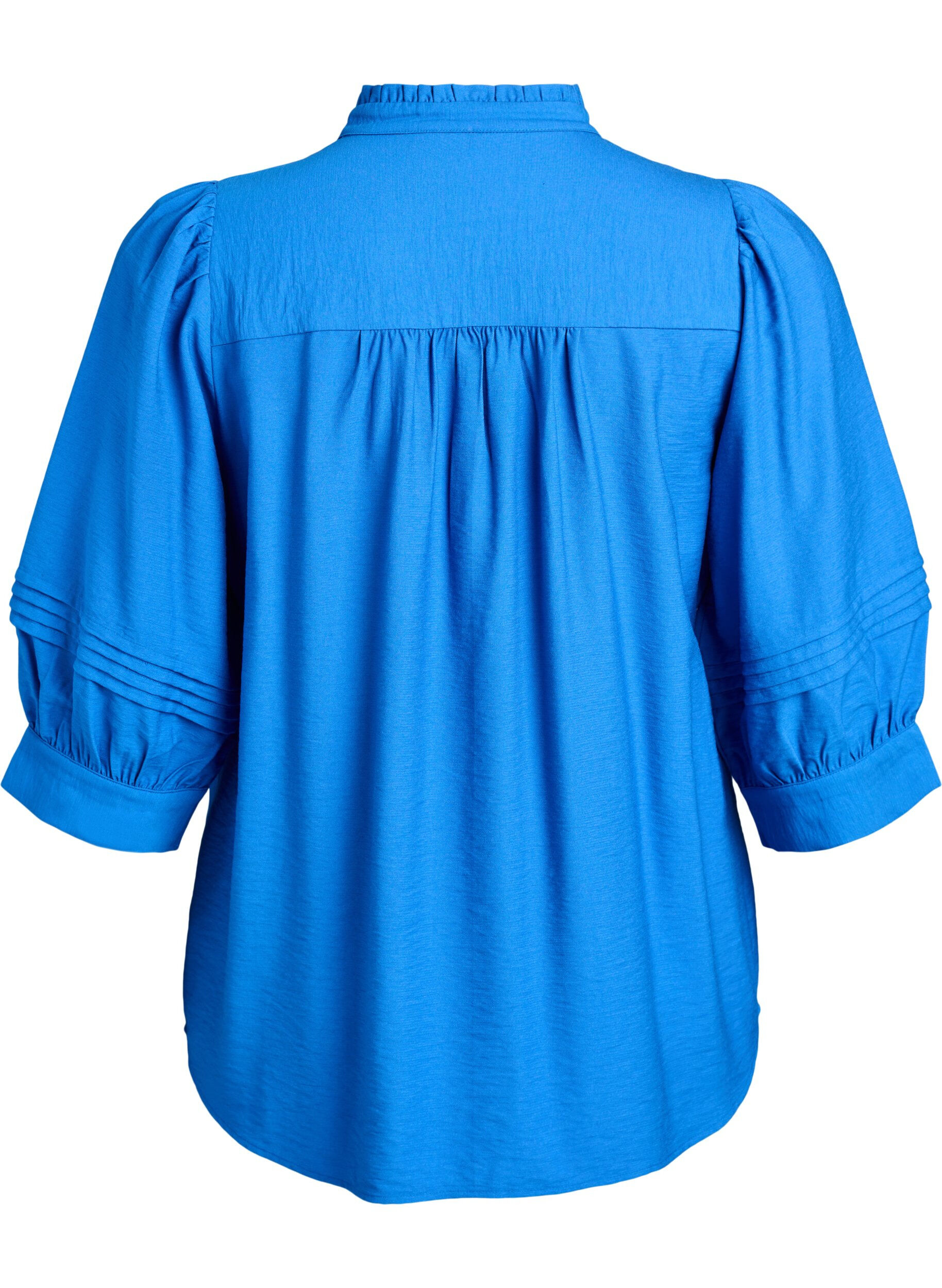 ZizziBlouse met 3/4 mouwen en decoratieve plooien, Blauw, Packshot image number 1