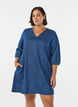Robe courte en jean avec manches 3/4, Bleu, Model image number 0