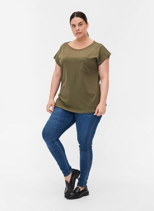 T-shirt avec poche poitrine en coton bio, Ivy Green, Model image number 2