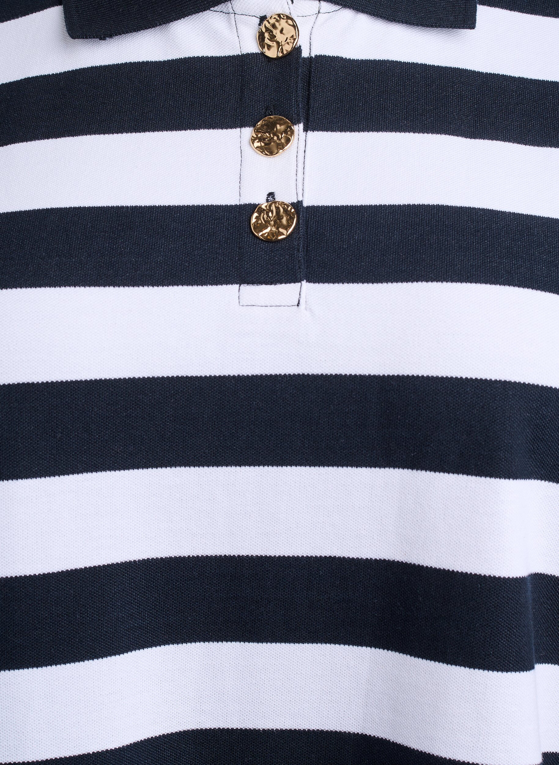 ZizziGestreepte polo met lange mouwen, Zwart, Packshot image number 2