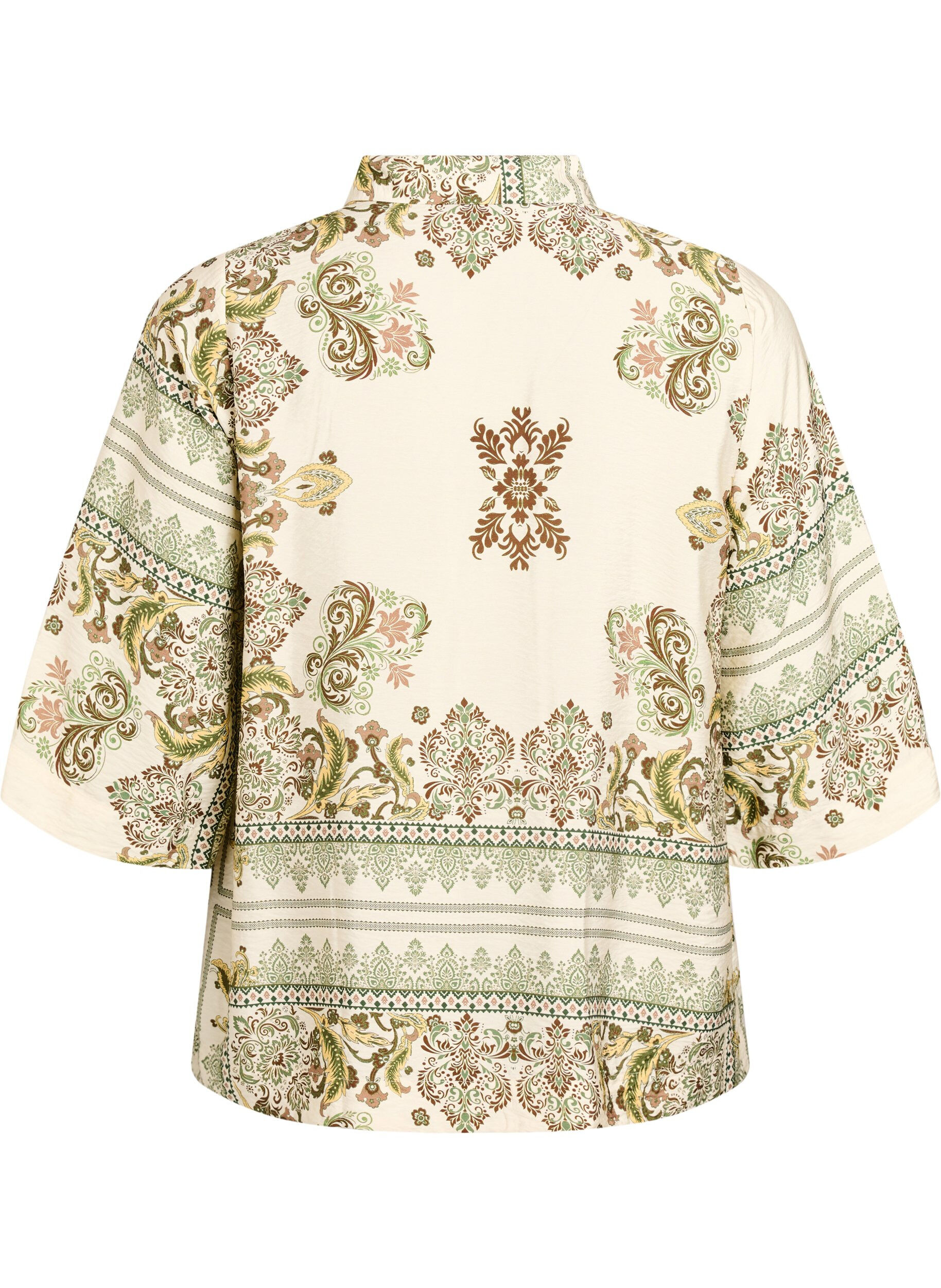 Zizzi Blouse imprim&eacute;e en viscose avec manches 3/4, Vert, Packshot image number 1