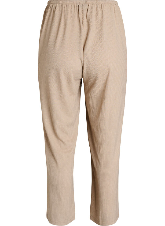 Broek met wijde pijpen in een licht gestructureerde stof, Beige, Packshot image number 1