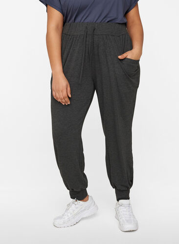 Pantalon ample avec poches, Dark Grey Melange, Model image number 0