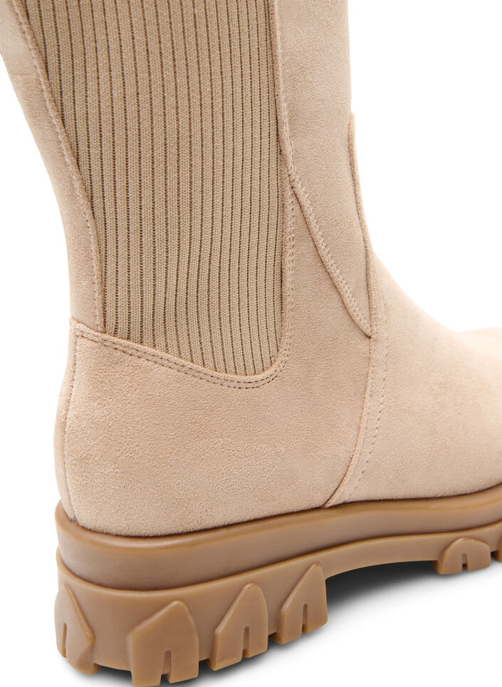 Bottines &agrave; semelle &eacute;paisse en su&eacute;dine, Beige, Packshot
