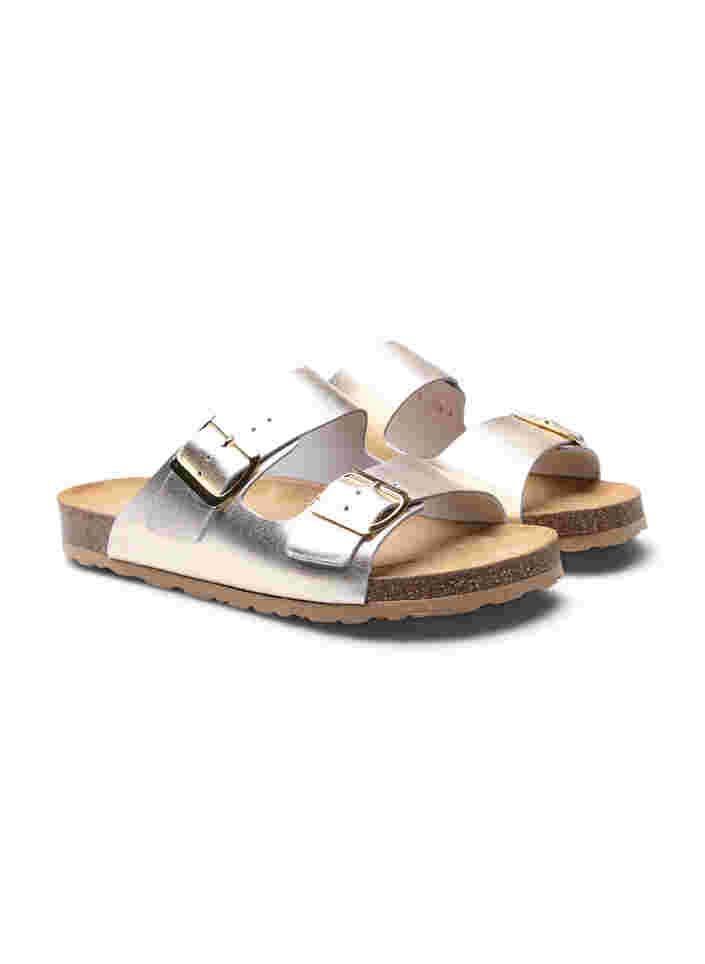 Sandales en cuir larges, Gold, Packshot image number 3