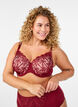 Soutien-gorge avec dentelle brod&eacute;e et bonnets moul&eacute;s, Bordeaux fonc&eacute;, Model image number 0