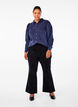 Bootcut ribbroek met hoge taille, Zwart, Model image number 0
