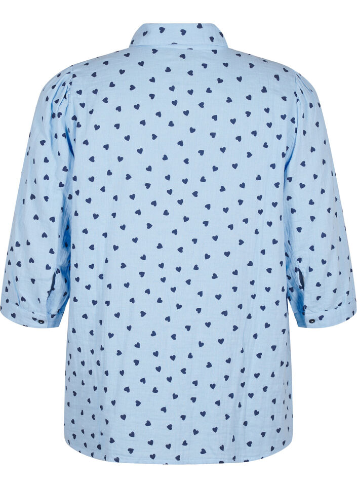 Shirtblouse met 3/4 mouwen, Blauw, Packshot image number 1