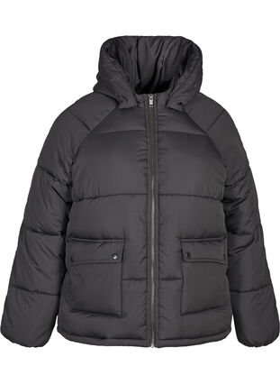 Veste d'hiver courte avec capuche, Black w Stone Grey, Packshot image number 0