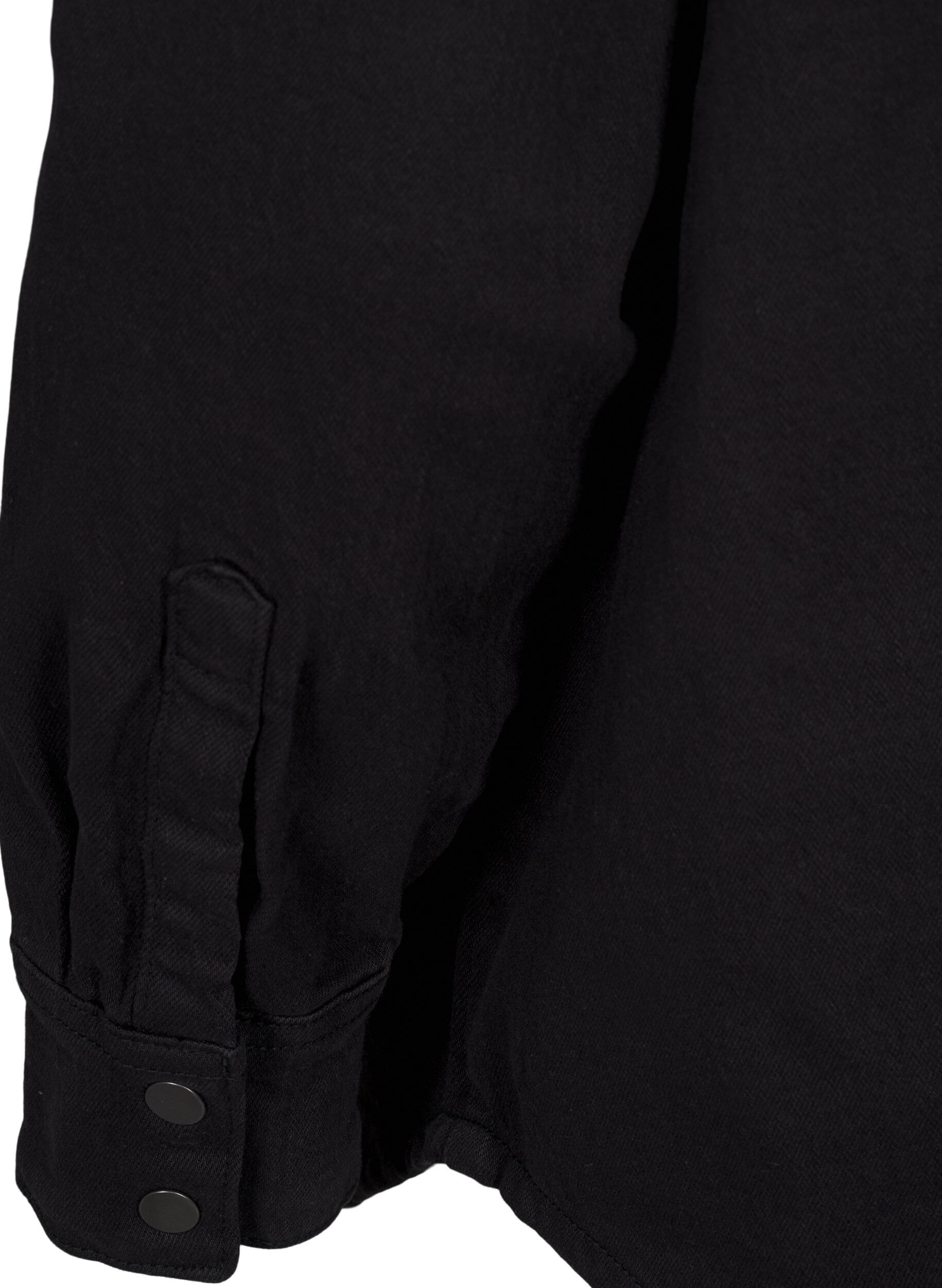 Zizzi Chemise en denim &agrave; boutons et poches poitrine, Black, Packshot image number 3