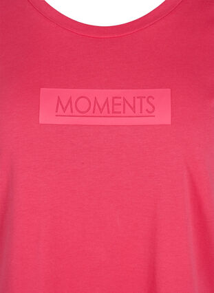Katoenen t-shirt met print, Raspberry TEXT, Packshot image number 2