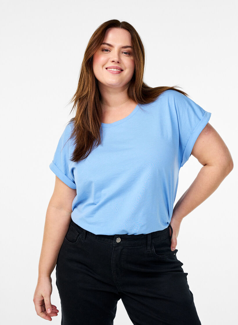 Lot de deux t-shirts &agrave; manches courtes, Bleu Clair, Model image number 0