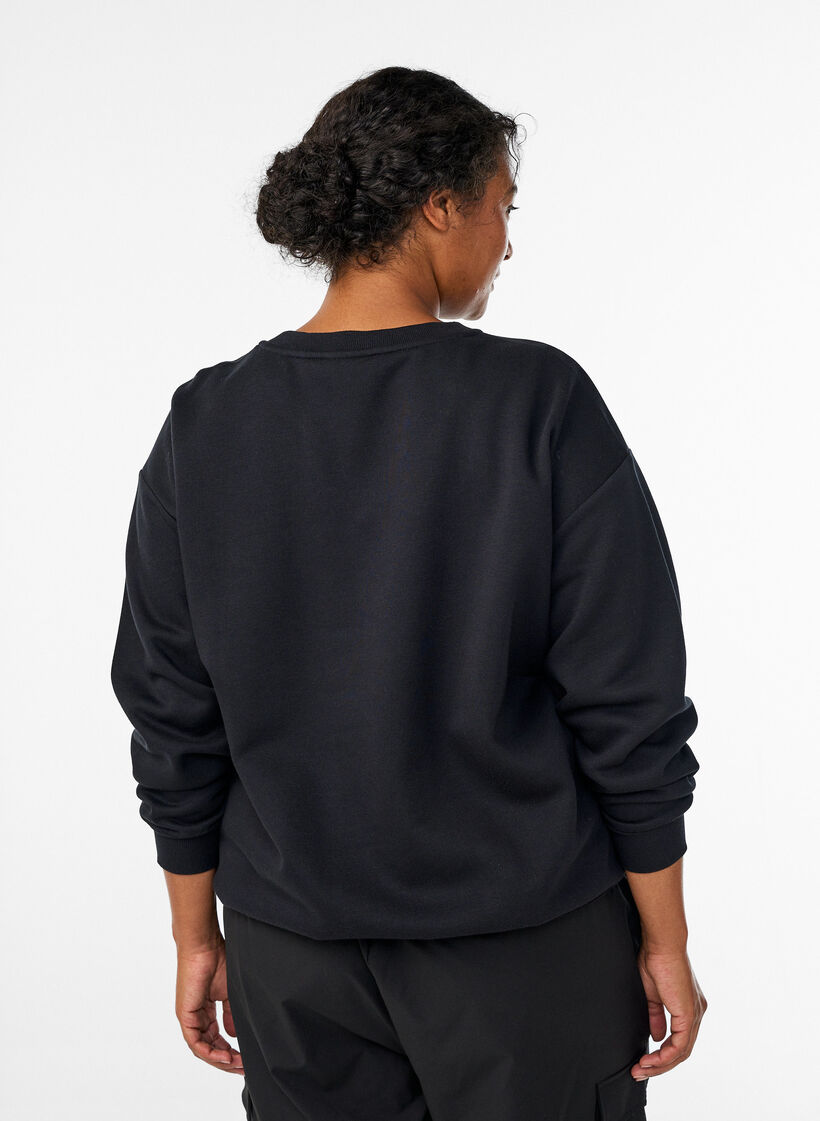 Sweatshirt met statementdetail, Zwart, Model image number 2
