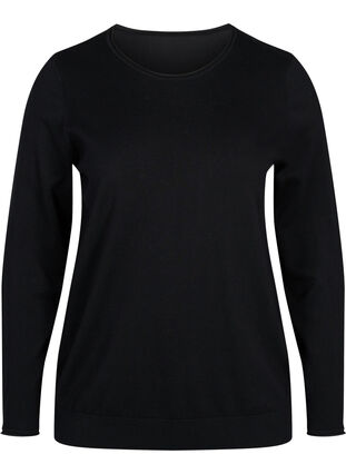 Blouse en tricot de couleur unie en mélange de viscose, Black, Packshot image number 0