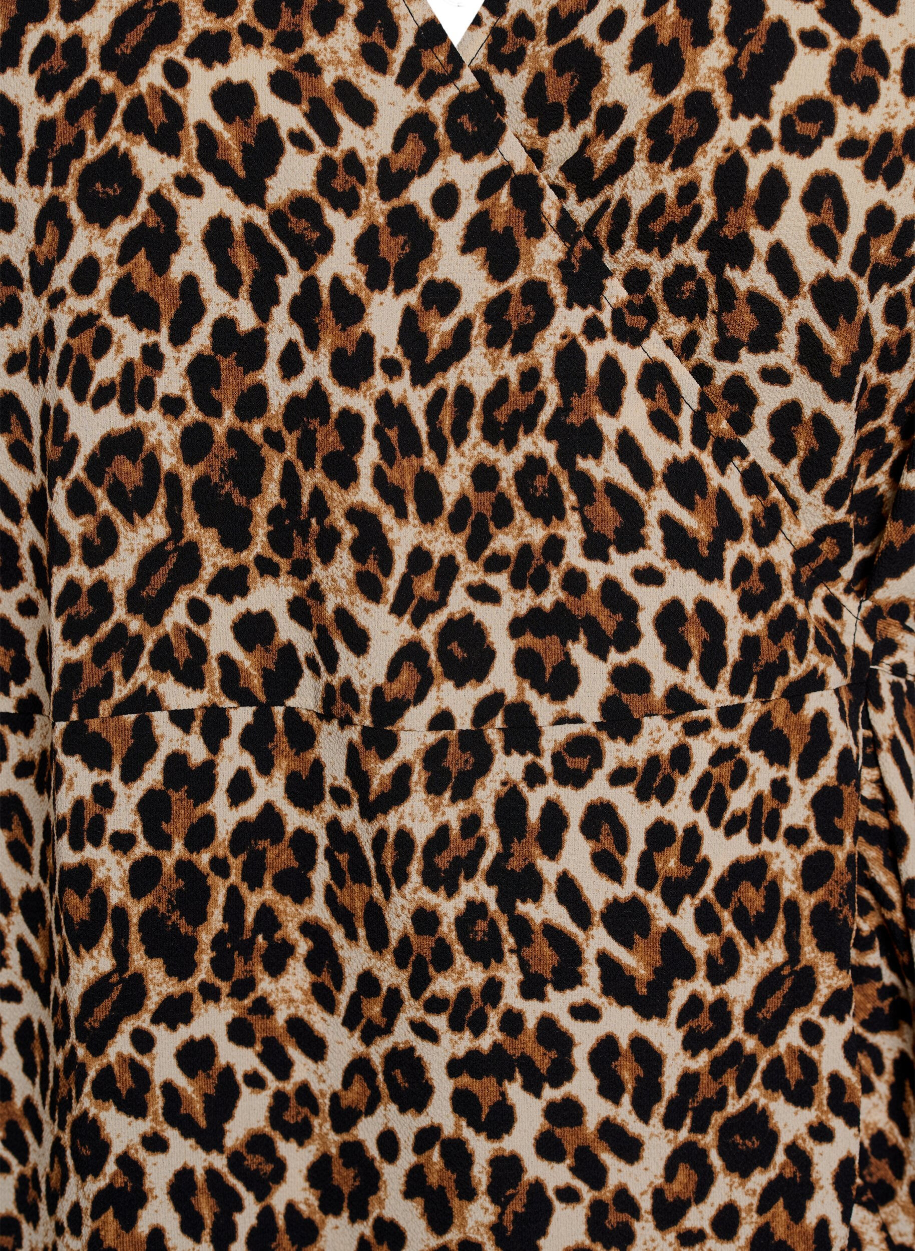 ZizziGedrukte wikkeljurk met korte mouwen, Bruin, Packshot image number 2