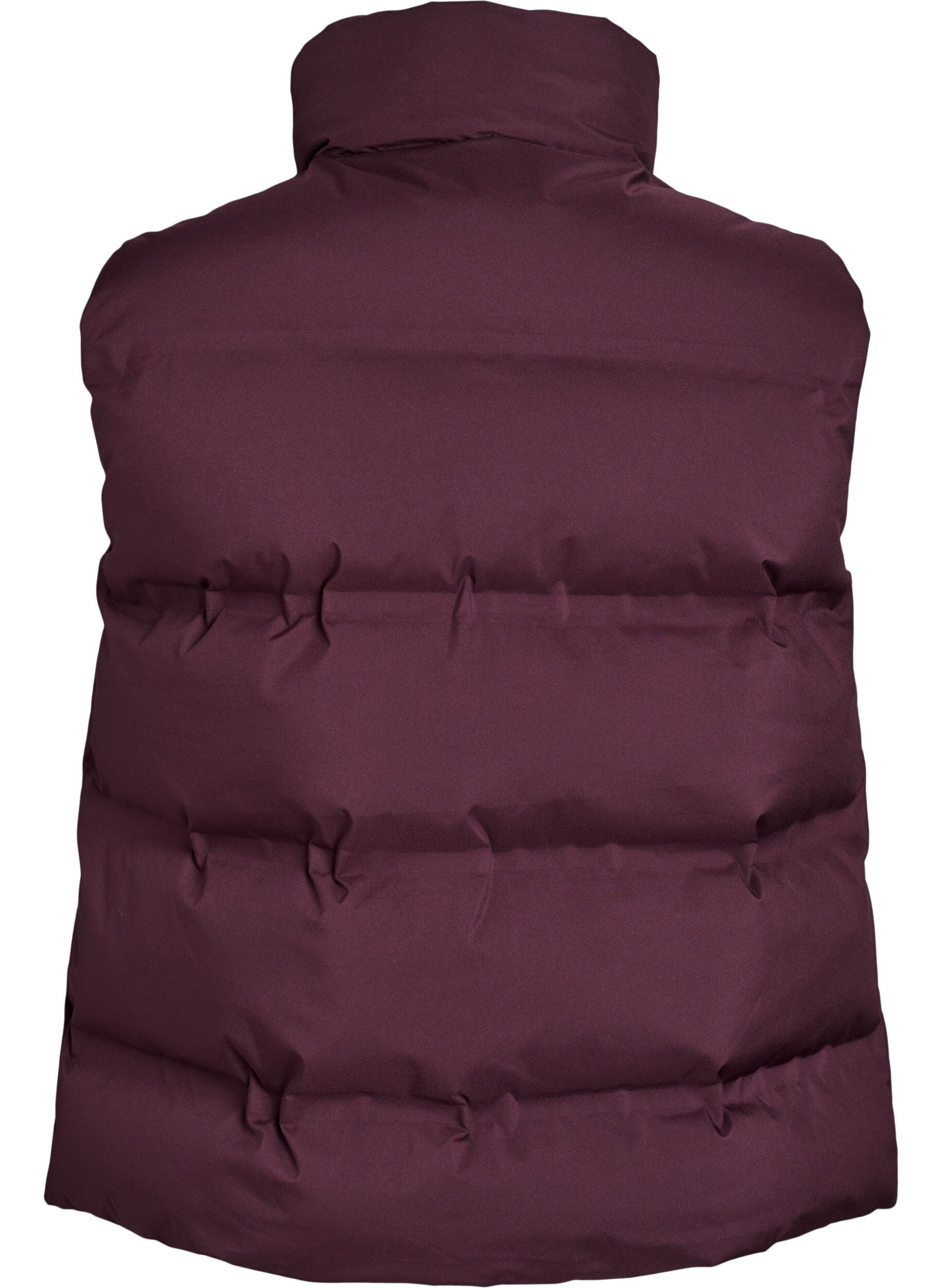 ZizziKorte puffer bodywarmer met hoge kraag, Donker Bordeaux, Packshot image number 1