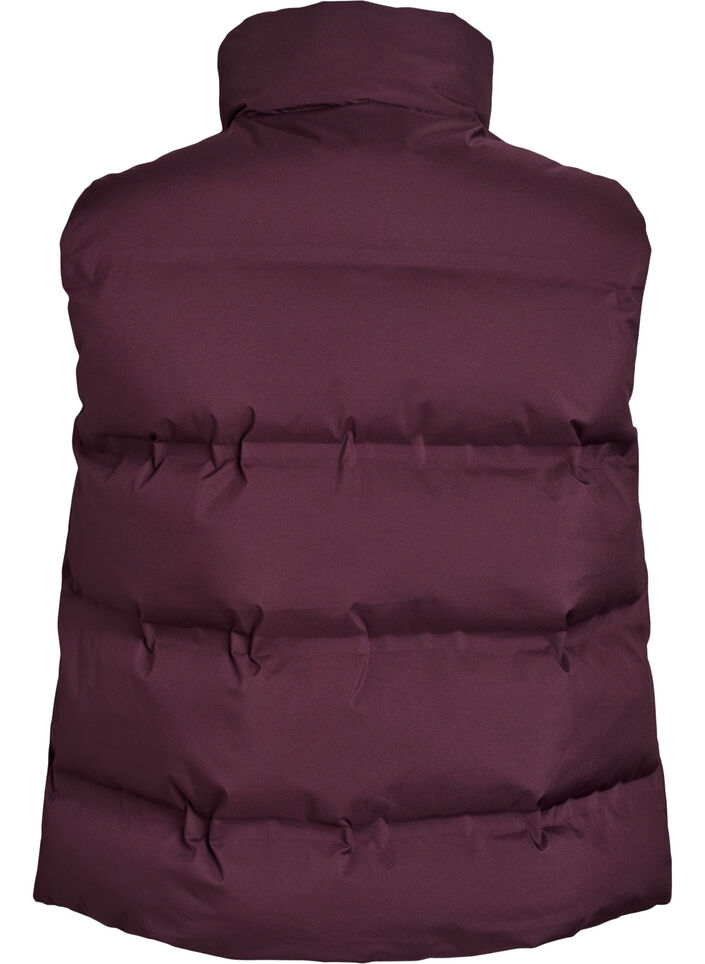 Korte puffer bodywarmer met hoge kraag, Donker Bordeaux, Packshot image number 1