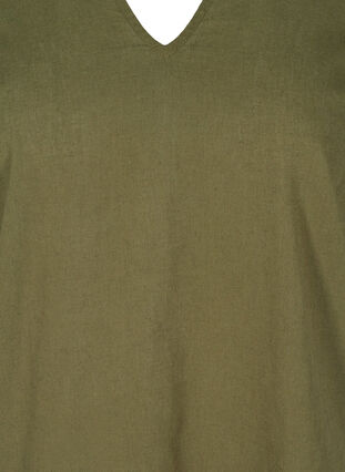 Robe à manches courtes en coton mélangé avec du lin, Ivy Green, Packshot image number 2