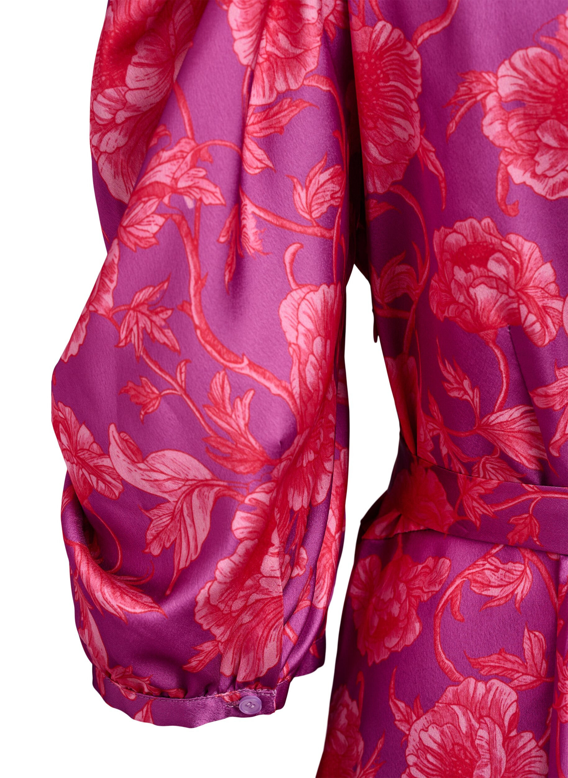 ZizziRobe &agrave; fleurs avec manches bouffantes et ceinture &agrave; nouer, Rose, Packshot image number 3