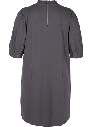 Katoenen jurk met korte pofmouwen, Asphalt ASS, Packshot image number 1