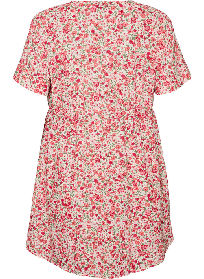 Robe courte en coton &agrave; imprim&eacute; floral, Rouge, Packshot image number 1