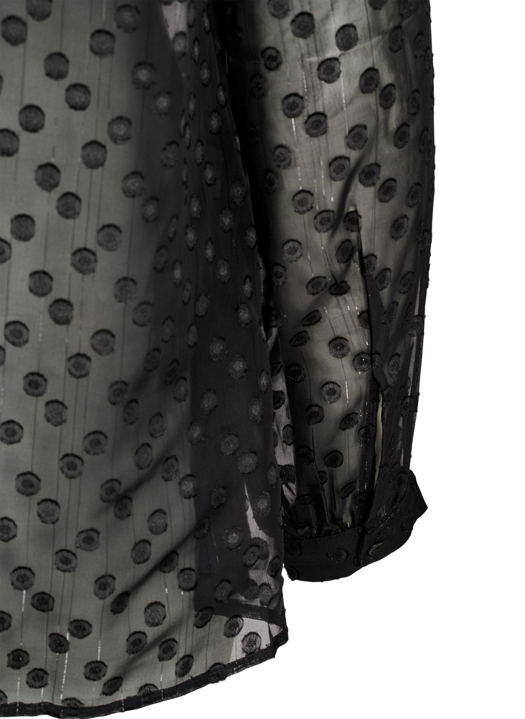 ZizziChiffon blouse met een gestippelde textuur, Black, Packshot image number 3