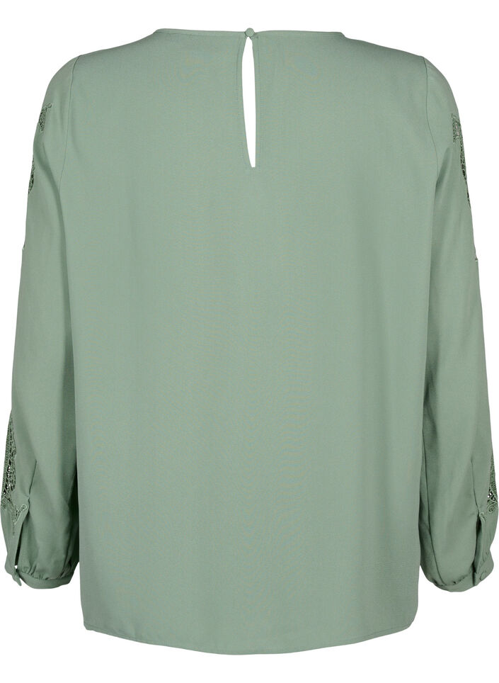 Blouse met lange mouwen en gehaakte details, Green Bay, Packshot image number 1
