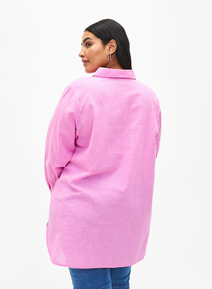 Lang shirt van linnen en katoen, Rosebloom, Model image number 1