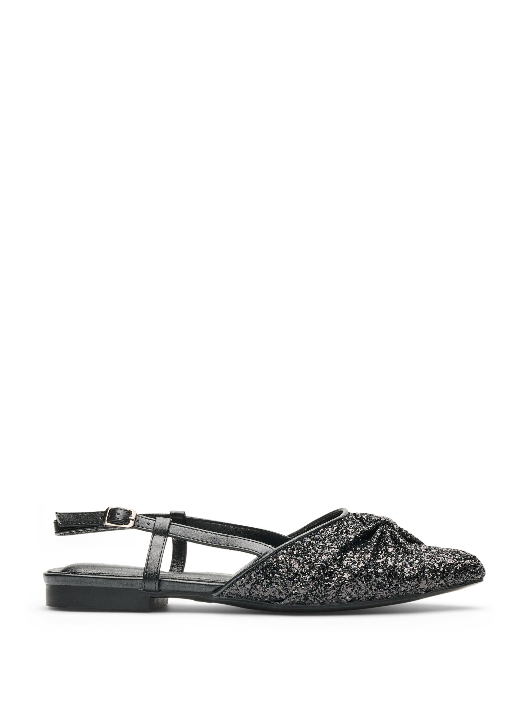 ZizziEscarpin slingback paillet&eacute; avec n&oelig;ud, Noir, Packshot image number 0