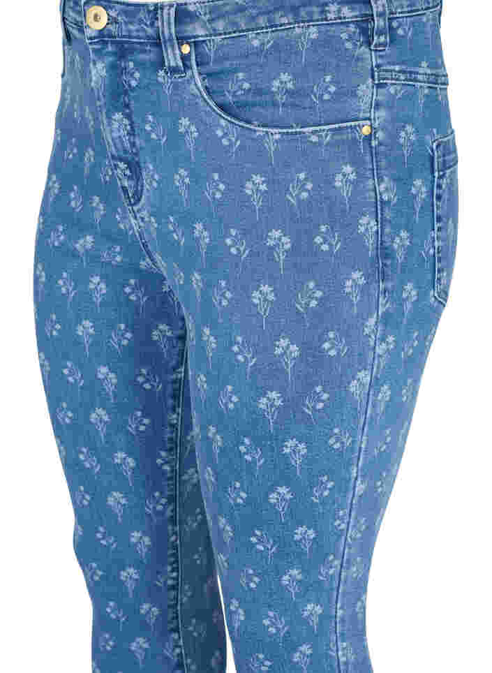 Super slim Amy jeans met bloemenprint, Blue denim, Packshot image number 2